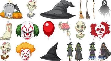 halloween set met enge monsters vector