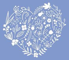 bloem hart met doodle elementen. gratis vector