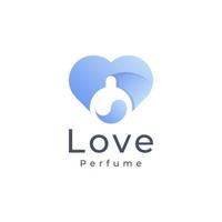 luxe fles parfum kleurrijk met hart logo sjabloon. logo voor cosmetica, schoonheid, salon, product, huidverzorging. vector