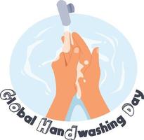 illustratie van een persoon die zijn handen wast ter ere van de wereldwijde handwasdag vector