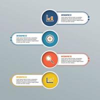 moderne infographic elementen. vectorbanner met 4 opties. ontwerpsjabloon met cirkels en pictogrammen. kan worden gebruikt voor workflowlay-out, diagram, rapport, nummer en step-up-opties, webdesign. vector