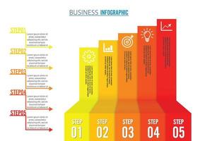 zakelijke groei 5-staps infographics optie. sjabloon voor presentatie en workflowlay-out. abstracte achtergrond. vector