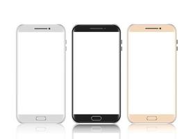 smartphones zwart, wit en goud. smartphone geïsoleerd. vectorillustratie. vector
