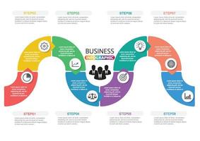 tijdlijn infographics ontwerpsjabloon met 8 opties, procesdiagram, vector eps10 illustratie