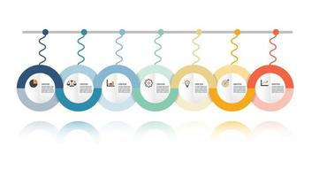 7 delen infographic ontwerp vector en marketing pictogrammen kunnen worden gebruikt voor werkstroomlay-out, diagram, rapport, webdesign. bedrijfsconcept met opties, stappen of processen.