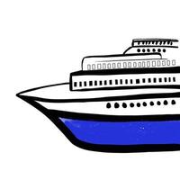 cruiseschip illustratie hand getekende stijl geïsoleerd op een witte achtergrond vector