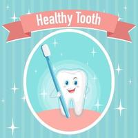 tand gezond een grote tanden met tandenborstel poster vector