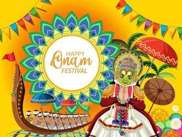 onam hindoe oogstfeest poster vector