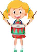 een kind met een drummuziekinstrument vector