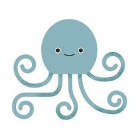 blauwe octopus met acht tentakels. zee dier geometrische stijl kinder illustratie. vector