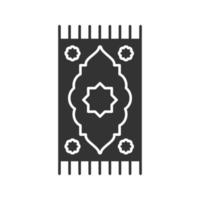 gebedsmat glyph icoon. islamitische cultuur. tapijt. silhouet symbool. negatieve ruimte. vector geïsoleerde illustratie