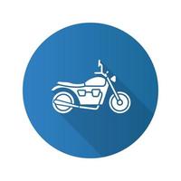 motor plat ontwerp lange schaduw glyph pictogram. motorfiets. vector silhouet illustratie