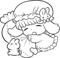 kleurplaat prinses kawaii stijl schattig anime cartoon tekening illustratie vector doodle