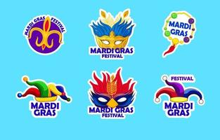 mardigras masker sticker sjabloon vector