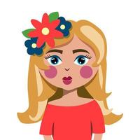 mooi meisje met bloemen in haar hoofd vector