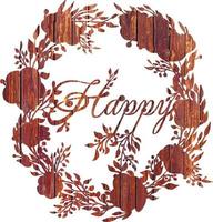 krans bloemen, topper taart, belettering happy vector