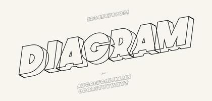 vector lettertype 3d lijnstijl moderne typografie