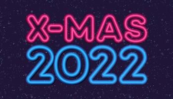 kerstwenskaart 2022 neonstijl vector