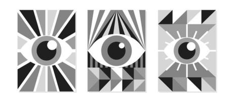 abstracte bauhaus oog poster vector set minimale jaren '20 stijl