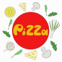 pizza met individueel ingrediëntenconcept vector