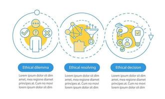 ethisch dilemma oplossen van vector infographic sjabloon. zakelijke presentatie ontwerpelementen. datavisualisatie met drie stappen en opties. proces tijdlijn grafiek. workflowlay-out met lineaire pictogrammen