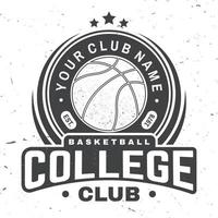 basketbal club badge. vectorillustratie. concept voor shirt, print, stempel. vintage typografieontwerp met basketbalring, net en balsilhouet. vector