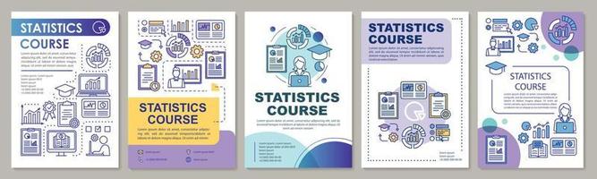 statistieken, metrische hulpmiddelen cursus brochure sjabloon lay-out. flyer, boekje, folder printontwerp met lineaire illustraties. vectorpaginalay-outs voor tijdschriften, jaarverslagen, reclameposters vector