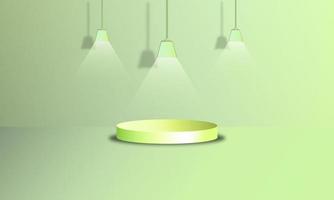 achtergrond 3D object ornament islami lamp en ster 3D podium 3D ramadan groen kleur pastel vector ontwerp eps 10
