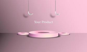 roze 3d podium achtergrond voor poto producten winkel illustrasi productcatalogus, vector design eps 10