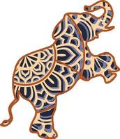 olifant, 4 lagen, mandala, perfect voor een lasercutter vector