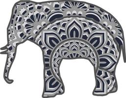 olifant 2, 4 lagen, mandala, perfect voor een lasercutter vector