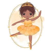 schattige kleine ballerina in gele jurk vector