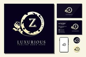 gouden elegant logo met frame en initiaal z vector