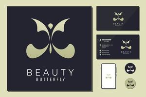 vlinder logo schoonheid luxe elegant met eenvoudige kunst vector