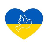 duiventeken van liefde, vrijheid, solidariteit, geen oorlog. duif in hart Oekraïense vlag symbool van vrede silhouet pictogram. Oekraïne patriottische vogel icoon. blauw, geel duifembleem. geïsoleerde vectorillustratie. vector