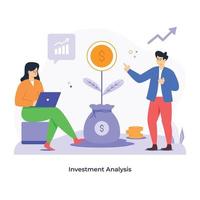geldplant met grafiek, vlakke afbeelding van investeringsanalyse vector