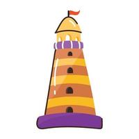 een doodle icoon van vuurtoren ontworpen in vlakke stijl vector