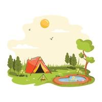 een schaalbare platte illustratie van camping vector