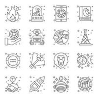 verzameling lineaire pictogrammen voor horoscoop en astronomie vector