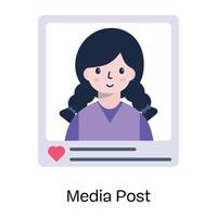 mediapost met hartreactie, plat pictogram vector