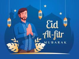 een moslim man die eid al fitr . viert vector