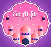 eid al-fitr wenskaart in papieren stijl vector