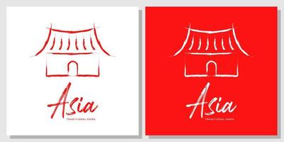 cultuur thuis traditioneel aziatisch kwast huis abstract logo-ontwerp vector