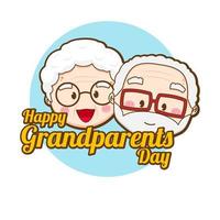 schattig paar grootouders begroeten. cartoon afbeelding van chibi karakter geïsoleerd op een witte achtergrond. vector