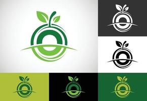 eerste o-monogramalfabet met het abstracte appellogo. gezond voedsel logo ontwerp vector