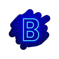 led blauwe gloed neon lettertype. realistische neonexplosie. letter b alfabet van de nachtshow tussen de sterren. vectorillustratie hoofdletters lettertype. 3D render geïsoleerd op een witte achtergrond. vector