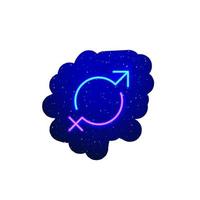 neon geleid roze en blauw mannelijk-vrouwelijk tekenpictogramtype. middernacht blauw realistisch neon icoon. neon mannelijk-vrouwelijke pijlen tonen. geïsoleerd op een witte achtergrond. vector