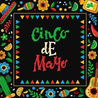 kleurrijke ansichtkaart voor cinco de mayo-viering vector