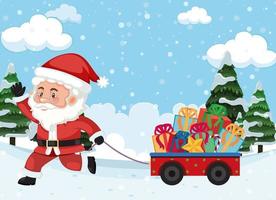 Kerstthema met santa en cadeautjes vector