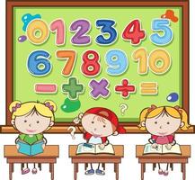 nummer 0 tot 9 tellen en wiskundige symbolen voor kinderen vector